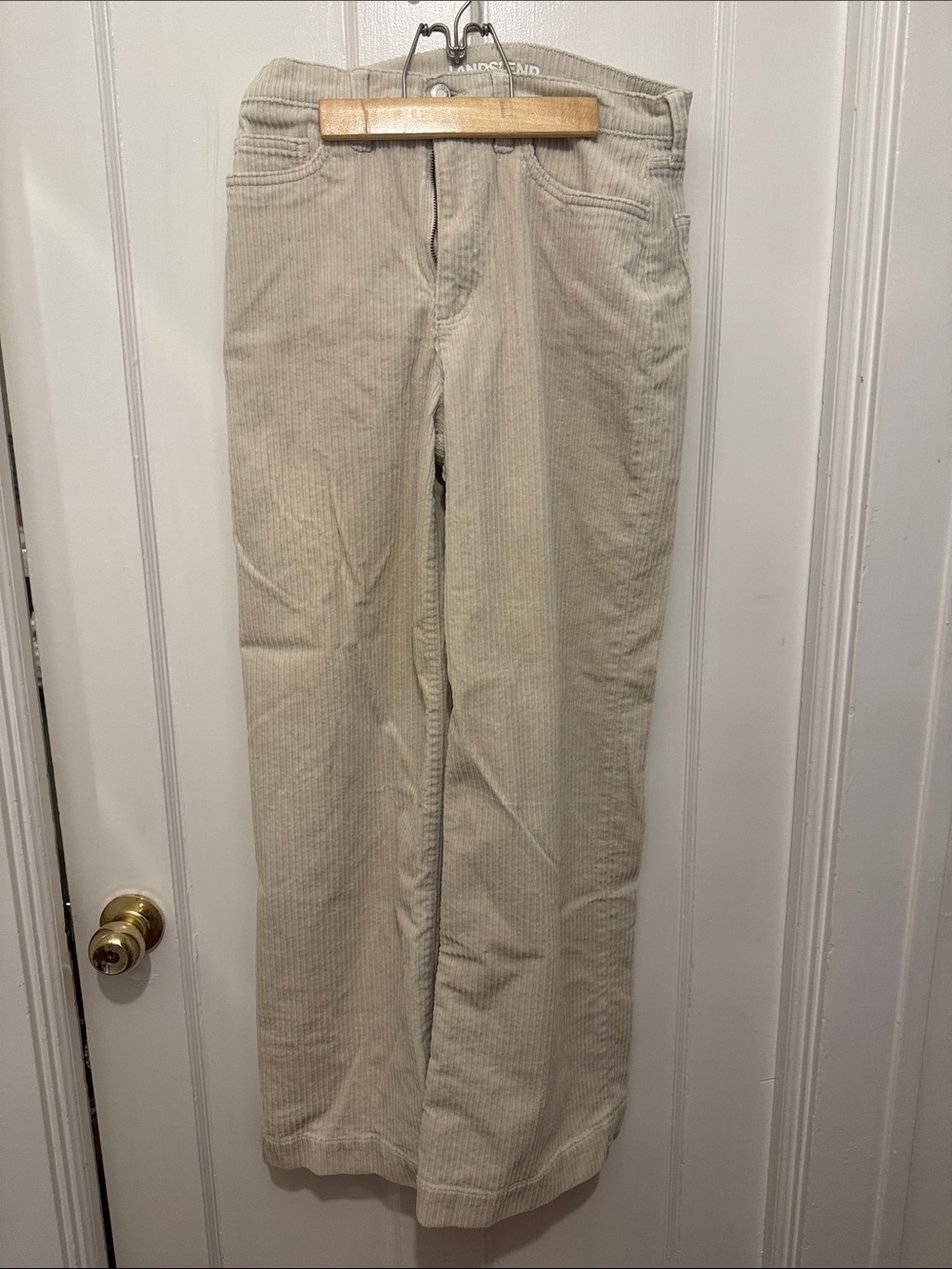 Wide leg cream corduroy pants
